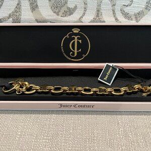 Juicy Couture Heart Link Charm Bracelet (Gold Tone)